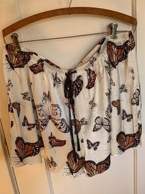 Forever 21+ 1x Sleep Shorts Satin Monarch Butterfly Drawstring Stretch Lounge